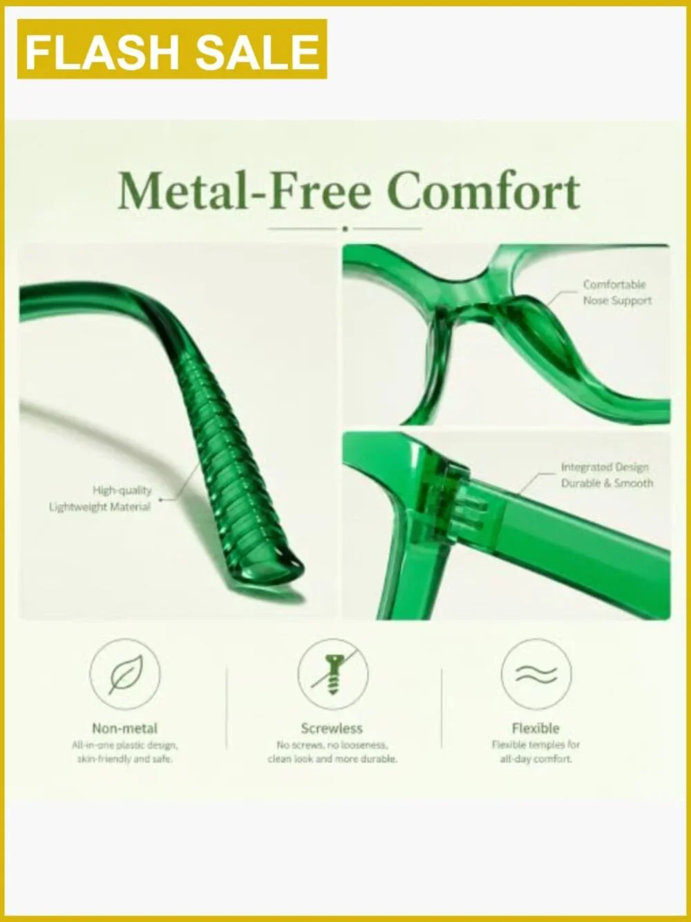 6 Pack Oversized Reading Glasses for Women +1.50 - Screwless Spring Hinges -